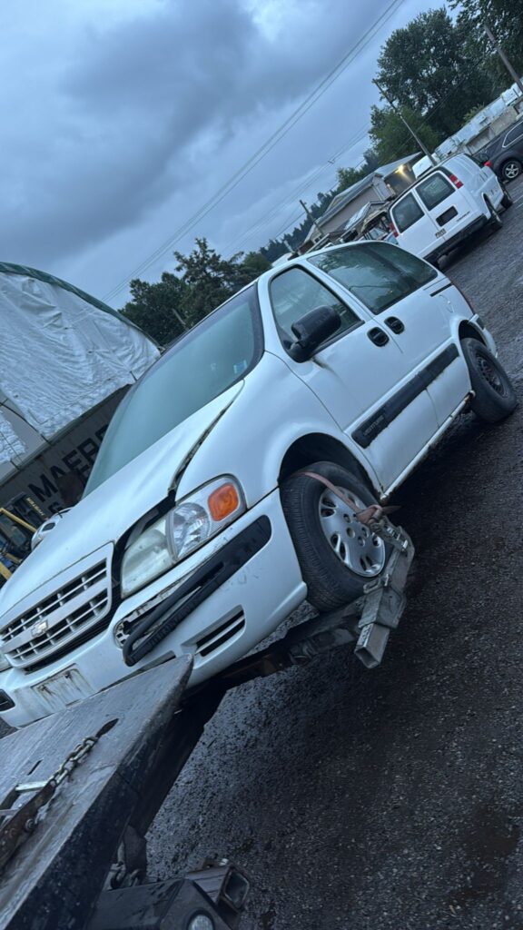 Same day car purchase in Chilliwack - white minivan loaded up for pickup