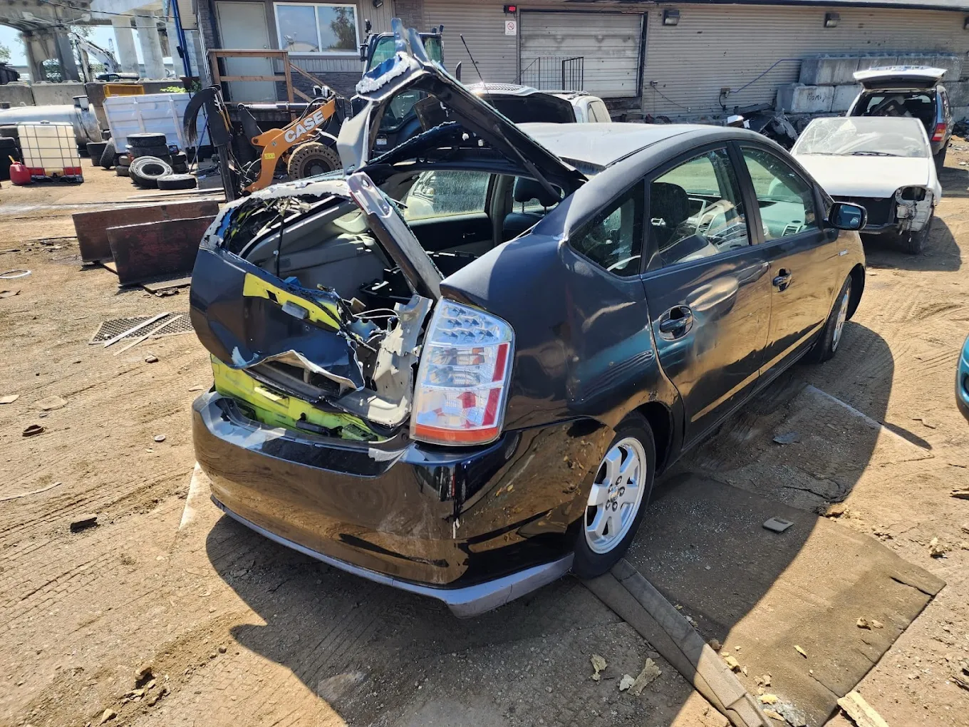 Accident damaged car ready for vehicle removal in Chilliwack